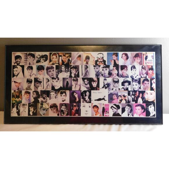 Audrey HepburnVintage Actress Photo Collage Framed